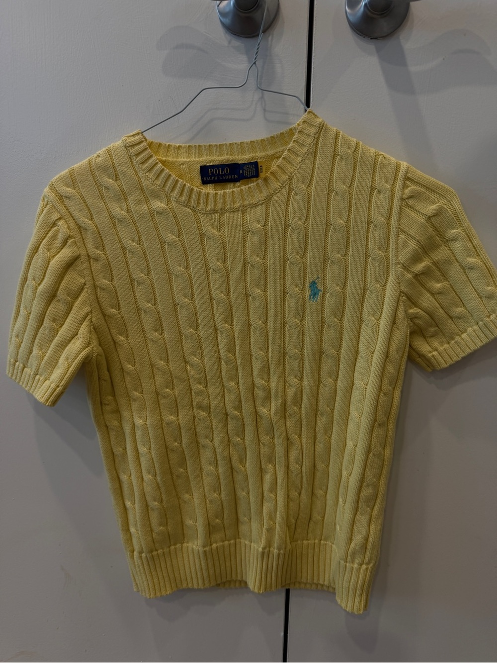 Polo by Ralph Lauren Pale Yellow Cable-Knit Crewneck Sweater